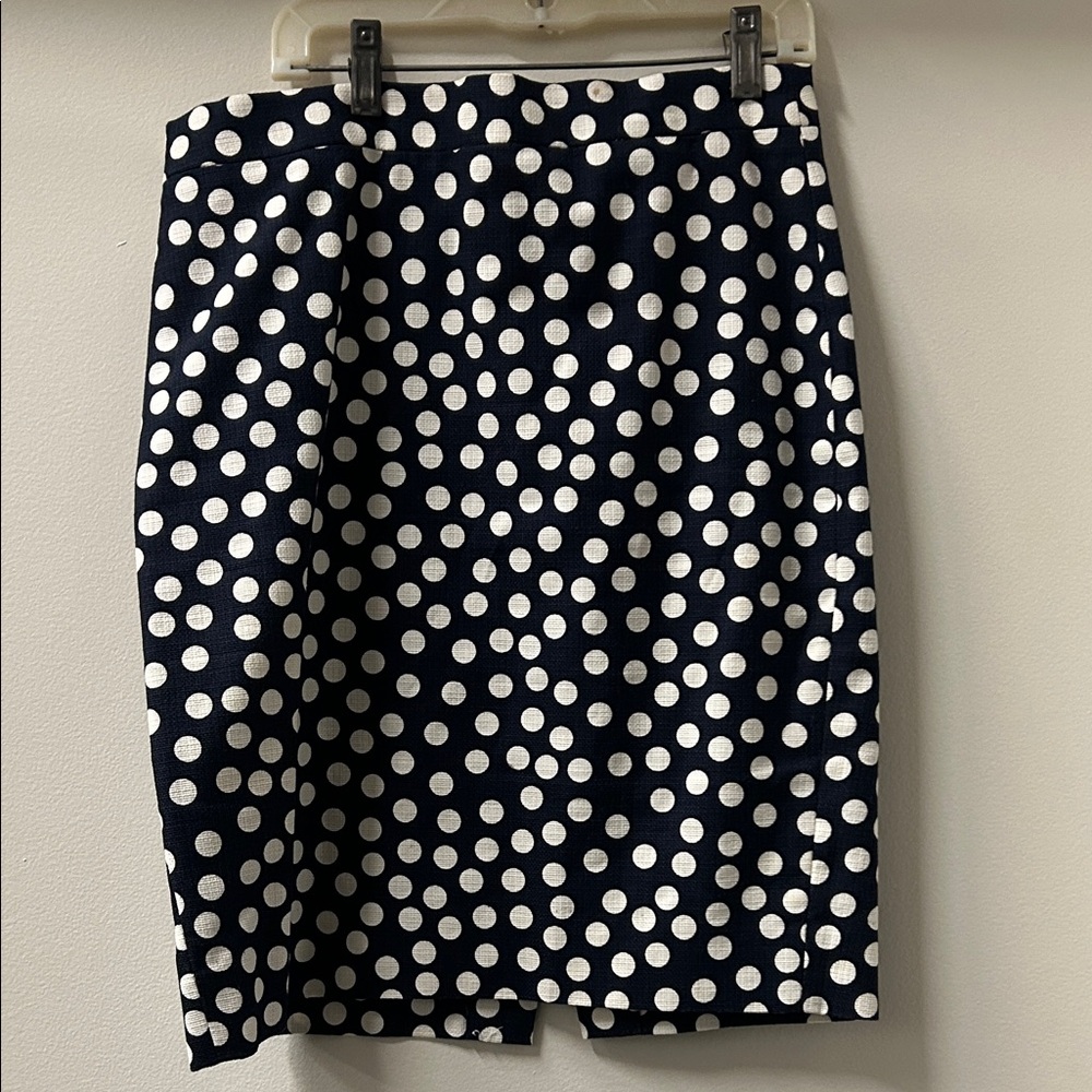 J. Crew Black and White Polka Dot Pencil Skirt
